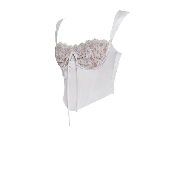 Serina White Lace Satin Corset Top - Picture 5 of 9